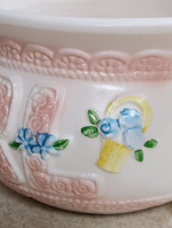 花ﾁｬﾝ VTG Napco Japan Baby Girl Planter #9100 Pink Nursery Ceramic Baby